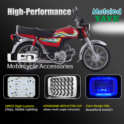 Classic CD70 CG125 Bright Motorcycle Headlight With DRL And 24 Lamp Design