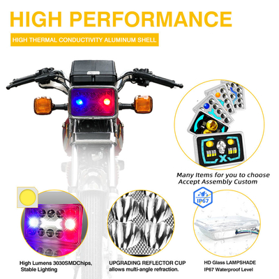 4x6 inch Cg125 125cc Red Blue Motorcycle Led Light Headlights with Plastic Reflector