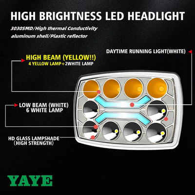 IP67 Yellow White High Beam White Low Beam DRL Motorcycle LED Headlight Semi-assembly