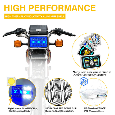 Plastic Reflector 6*4 inch DC12V Cg125 125cc DRL Flash Motorcycle LED Accessory Headlight