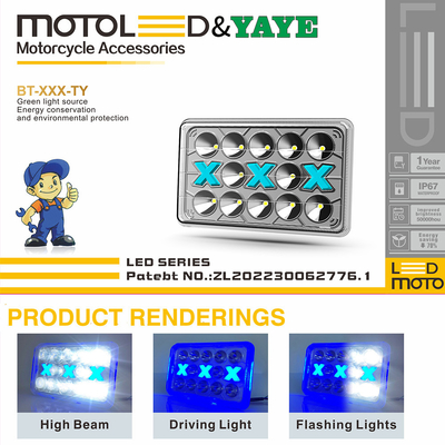 Plastic Reflector 6*4 inch DC12V Cg125 125cc DRL Flash Motorcycle LED Accessory Headlight