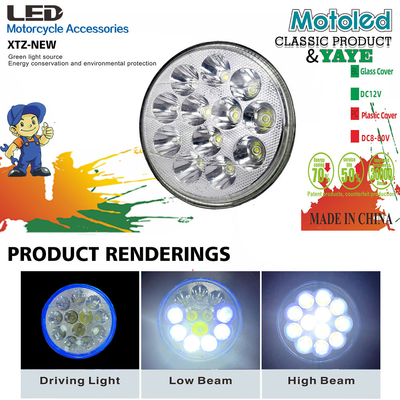 5-3/4 5.75 Inch GN125 12 LED YAYE Motorcycle Headlight with High Low Beam and DRL Function
