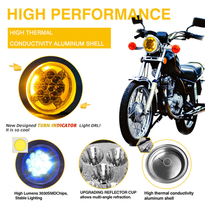743*312*310 mm YAYE GN 125 XTZ Motorcycle Round LED Headlight with Daytime Running Light / Turn Signal