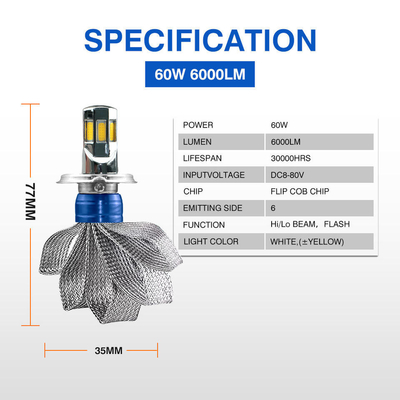 COB LED Motorcycle Lamp Motoled AC/DC8V-80V H4 H6 HS1 Ba20D P15D CSP