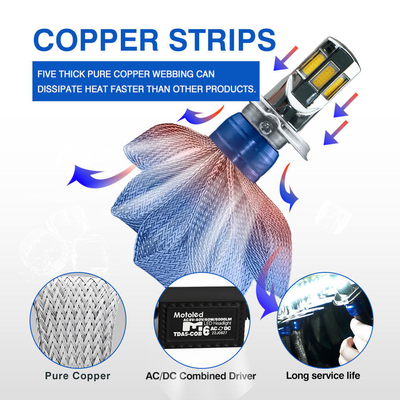 COB LED Motorcycle Lamp Motoled AC/DC8V-80V H4 H6 HS1 Ba20D P15D CSP