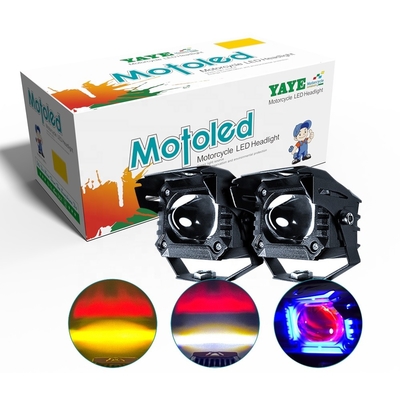 Motorcycle Lighting Systems Blue DRL Dual Color White Yellow Light with Red Evil YAYE