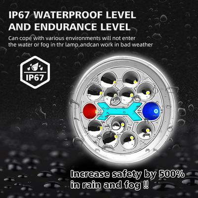 Red Blue DRL LED Motorcycle Headlight IP67 6 Inch CM125 Water Lamp