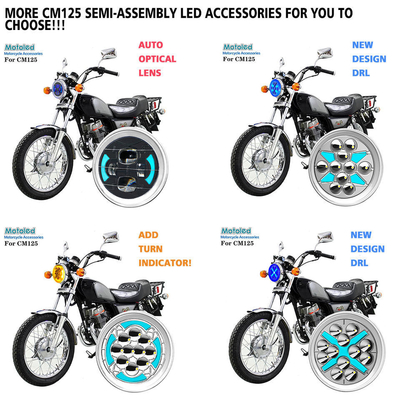 Red Blue DRL LED Motorcycle Headlight IP67 6 Inch CM125 Water Lamp