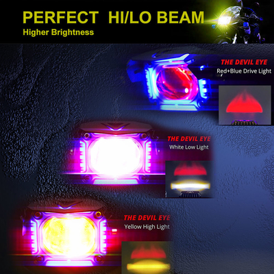 Motorcycle Lighting Systems Blue DRL Dual Color White Yellow Light with Red Evil YAYE