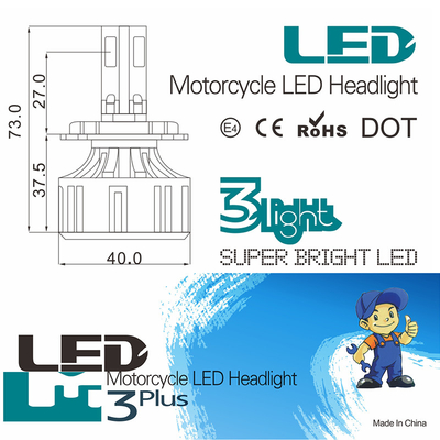 60W 6000 Lumen CSP White Color M3plus Motorcycle LED Headlights With Hi/Lo Beam