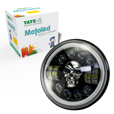 10000LM Motorcycle LED Headlight Assembly For Skull Ghost 7 Inch Lighting System