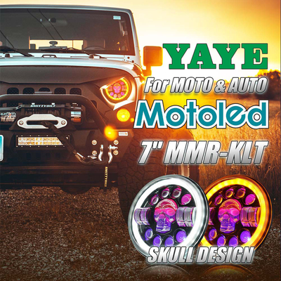 10000LM Motorcycle LED Headlight Assembly For Skull Ghost 7 Inch Lighting System