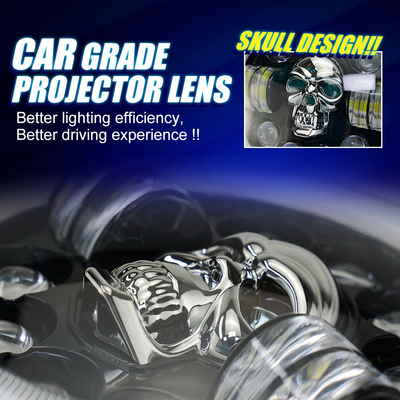 10000LM Motorcycle LED Headlight Assembly For Skull Ghost 7 Inch Lighting System
