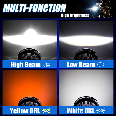 10000LM Motorcycle LED Headlight Assembly For Skull Ghost 7 Inch Lighting System