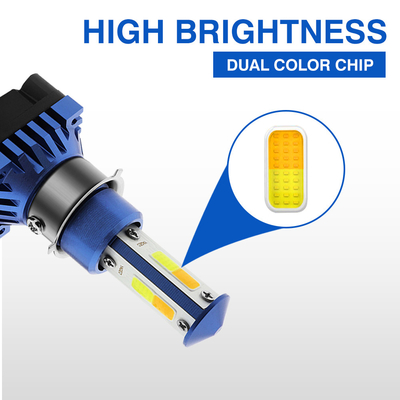 White Yellow H4 Motorcycle Bulb Ba20d P15D Moto LED Headlight