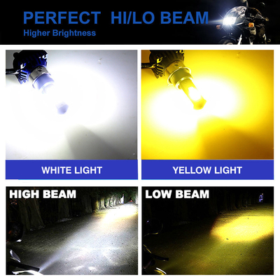 White Yellow H4 Motorcycle Bulb Ba20d P15D Moto LED Headlight
