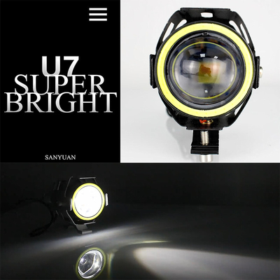 Angel Eye LED Projector Lens Headlight High Beam Light U7 Motorcycle Spotlight