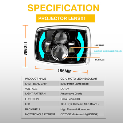 CD70 70cc IP67 12 Volt Led Motorcycle Headlight 3030SMD Universal Motorcycle Headlight