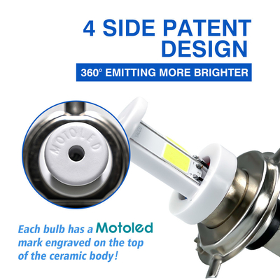 2400lm 50000 Hours H4 HS1 BA20D H6 P15D H6M 4 COB Ceramic LED Head Light Fog Bulb
