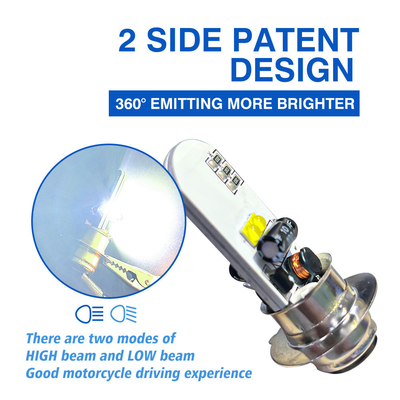 AC/DC 8-80V Voltage White LED Chip Motorcycle Headlight Bulb P15D H6M High Low Beam