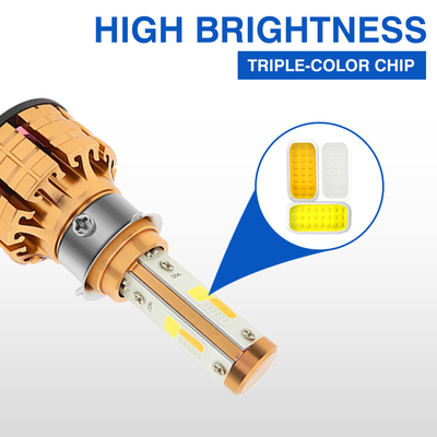 YAYE COB Motorcycle LED Headlight Kit M3BYW 3 Color Flashing 40W