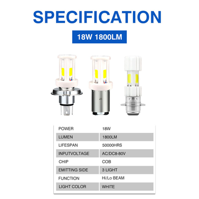 18W 1800LM Ceramic Lamp Body Motorcycle Headlight Bulb 6500K 30000h Lifespan for Your