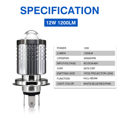 YAYE H4 Motorcycle Bulb with Long Lifespan and Dual Color White Yellow Projector lens