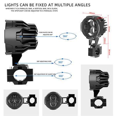 IP68 Motorcycle Led Fog Light With Front Brackets And Energy Saving Design