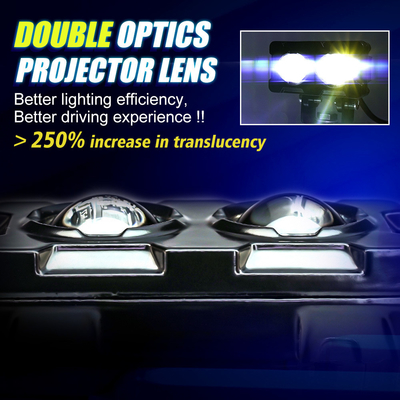 Motorcycle LED Spot Lamp 20W 2000LM High and Low Beam Dual Color External Square Lens