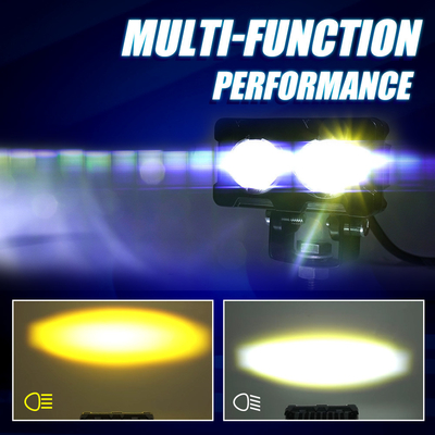 Motorcycle LED Spot Lamp 20W 2000LM High and Low Beam Dual Color External Square Lens