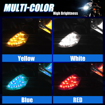 Yellow White Blue Red Motorcycle Led Turn Signals DC12V Moto Dynamic Headlights