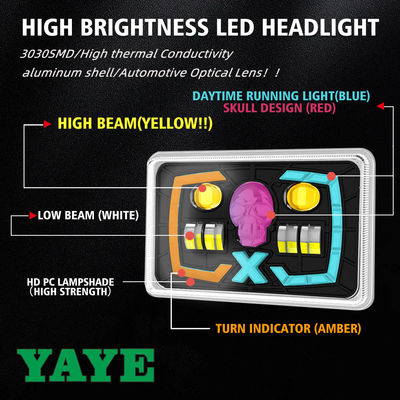 CG125 Motorcycle LED Headlight with Red Skull DRL 18LED Chip and 50000 Hours Lifespan
