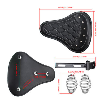 Black Motorcycle Front Driver Leather Pillow Solo Seat Cushion for Harley Custom Chopper Sportster Bobber Honda Yamaha Kawasaki