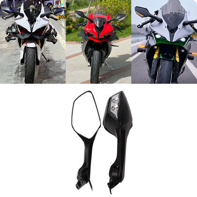 High Quality Black Universal Rearviews Motorcycles Side View Mirror With LED Turn Light Signals