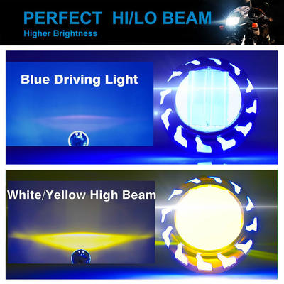 YAYE Built in Headlight 20W 2000LM Projector Lens Dual Color White Yellow Light Blue DRL DC12V  for Motorcycle
