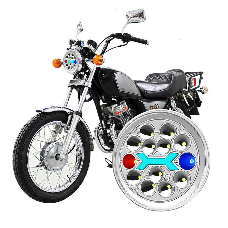 Red Blue DRL LED Motorcycle Headlight IP67 6 Inch CM125 Water Lamp