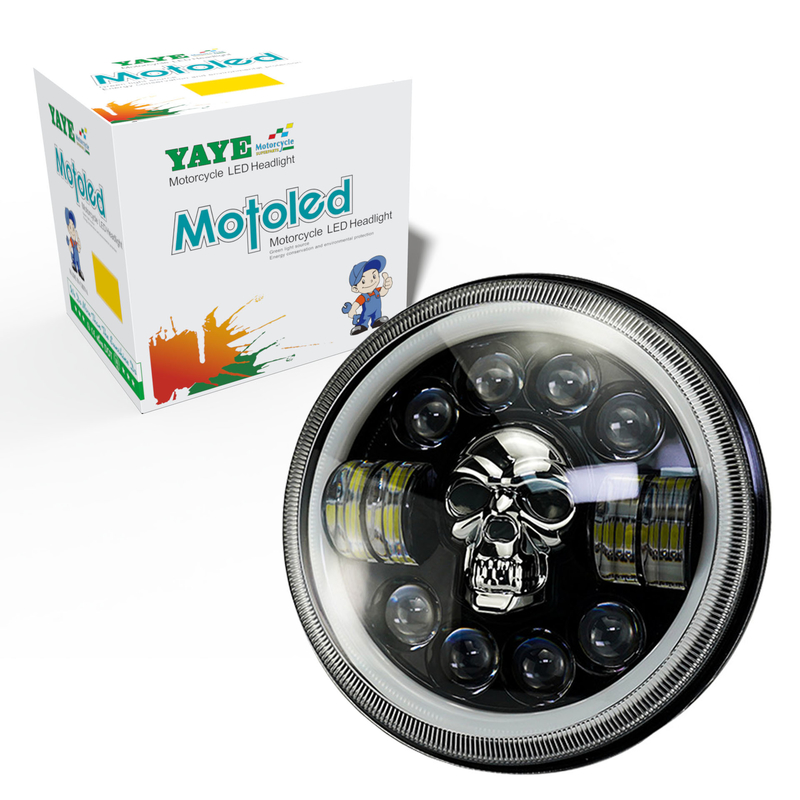 10000LM Motorcycle LED Headlight Assembly For Skull Ghost 7 Inch Lighting System